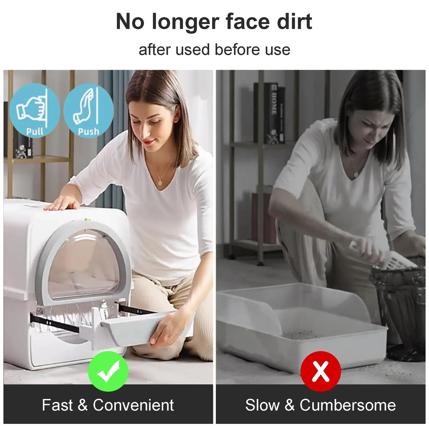 Peterest Pull&Push Mechanical Self-Cleaning Cat Litter Box - Peterest