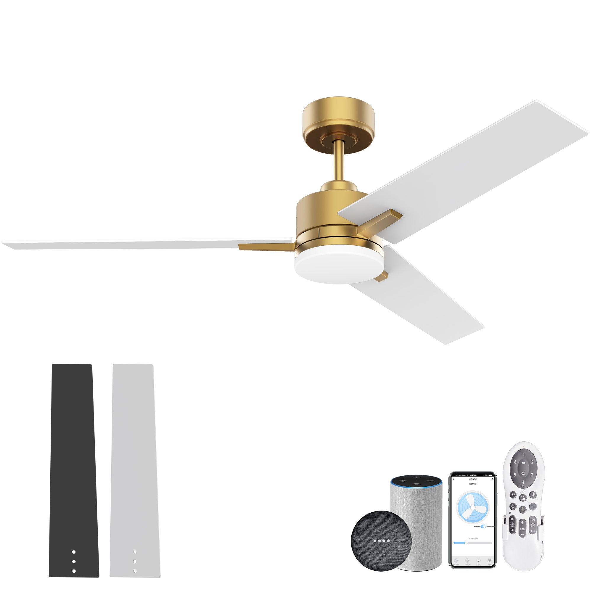 616-GBW Cumilo 52” Smart Ceiling Fans with Lights Remote