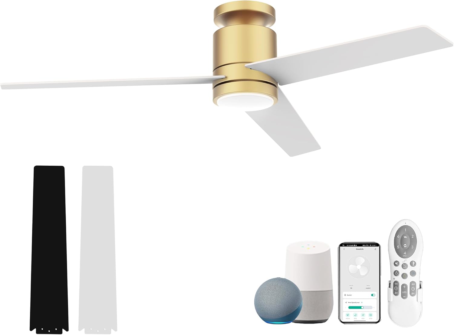 615-GBW Cumilo 52” Smart Ceiling Fans with Lights Remote