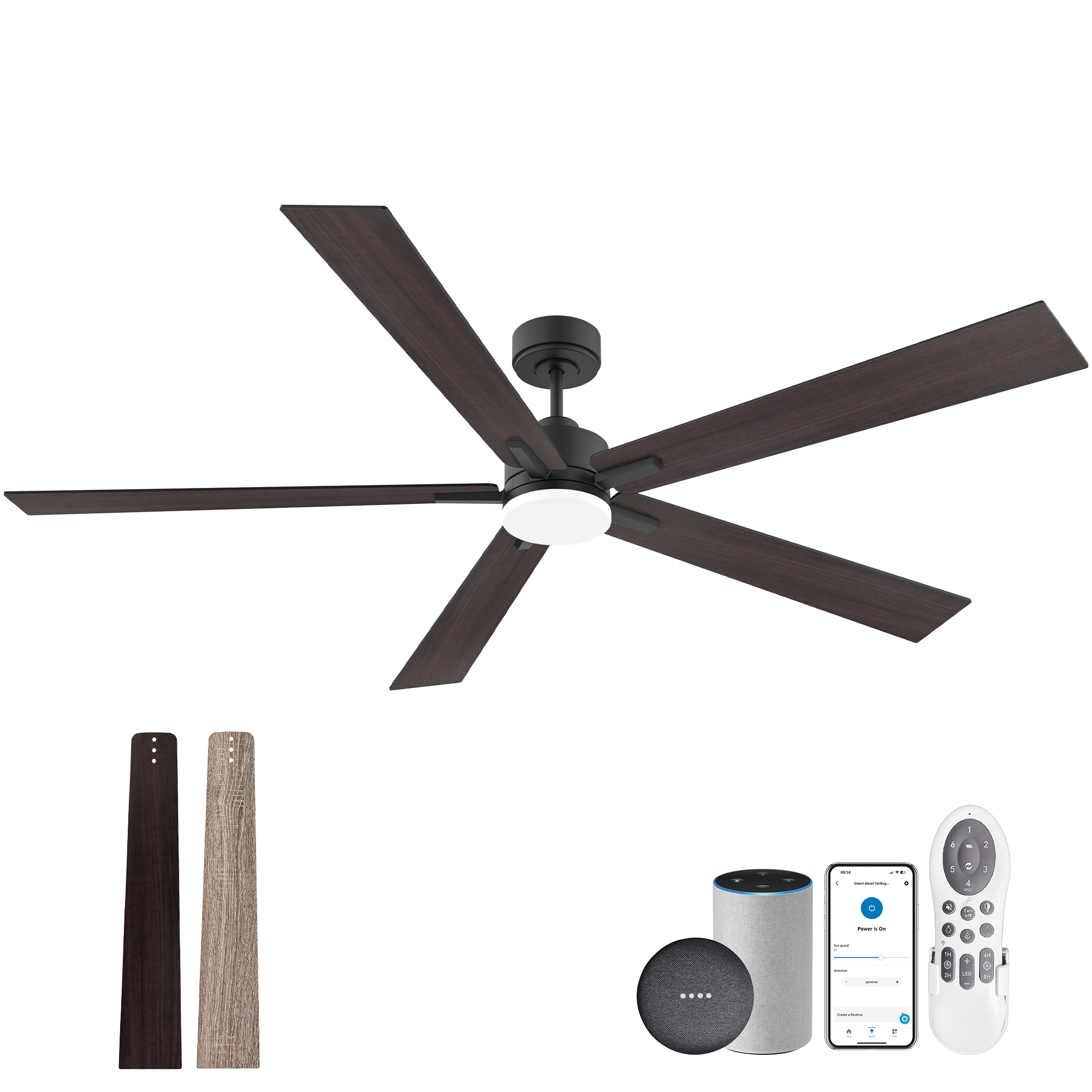 617-BWA Cumilo 72" Smart Ceiling Fans with Lights Remote