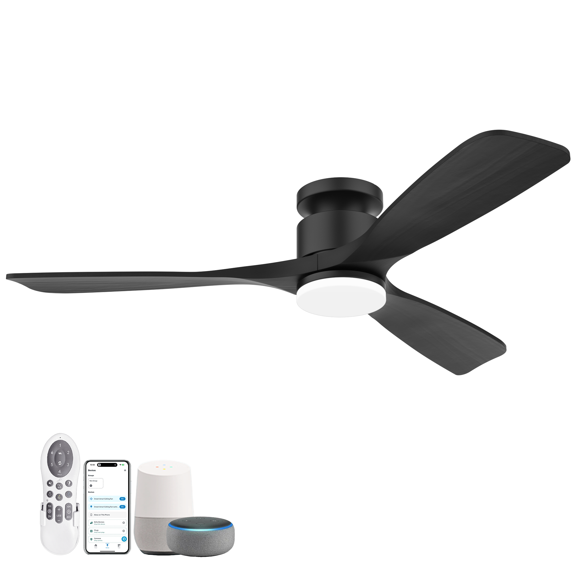 807-BKF Cumilo 52" Smart Ceiling Fans with Lights Remote