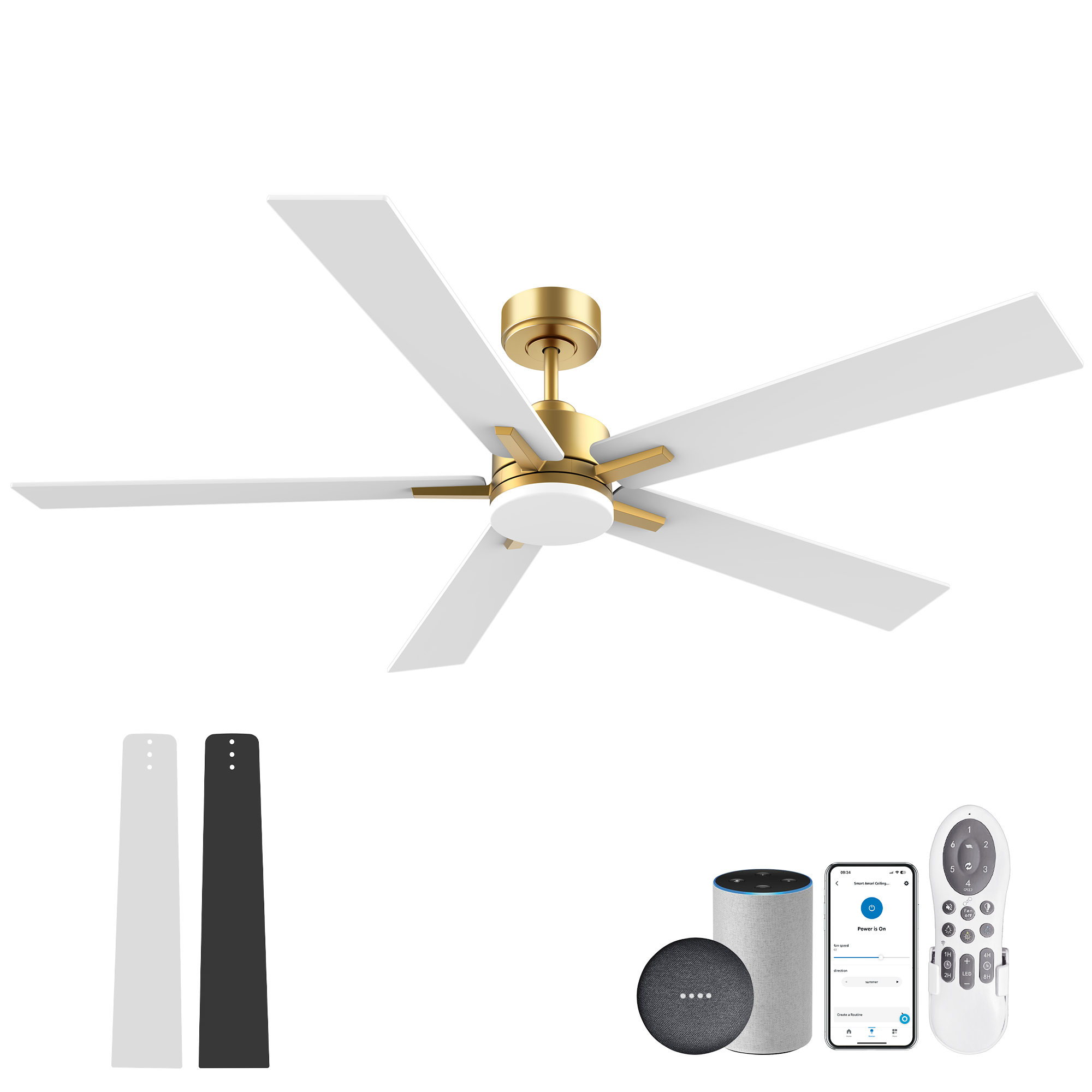 617-GBW Cumilo 60" Smart Ceiling Fans with Lights Remote