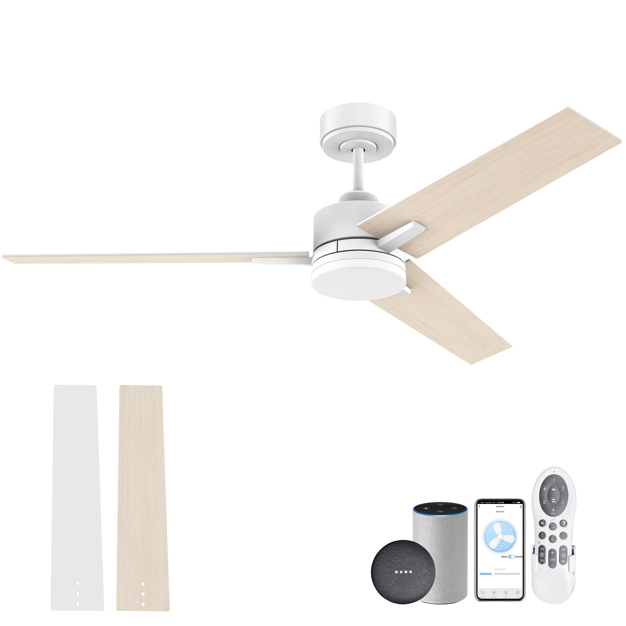 616-WWL Cumilo 52” Smart Ceiling Fans with Lights Remote