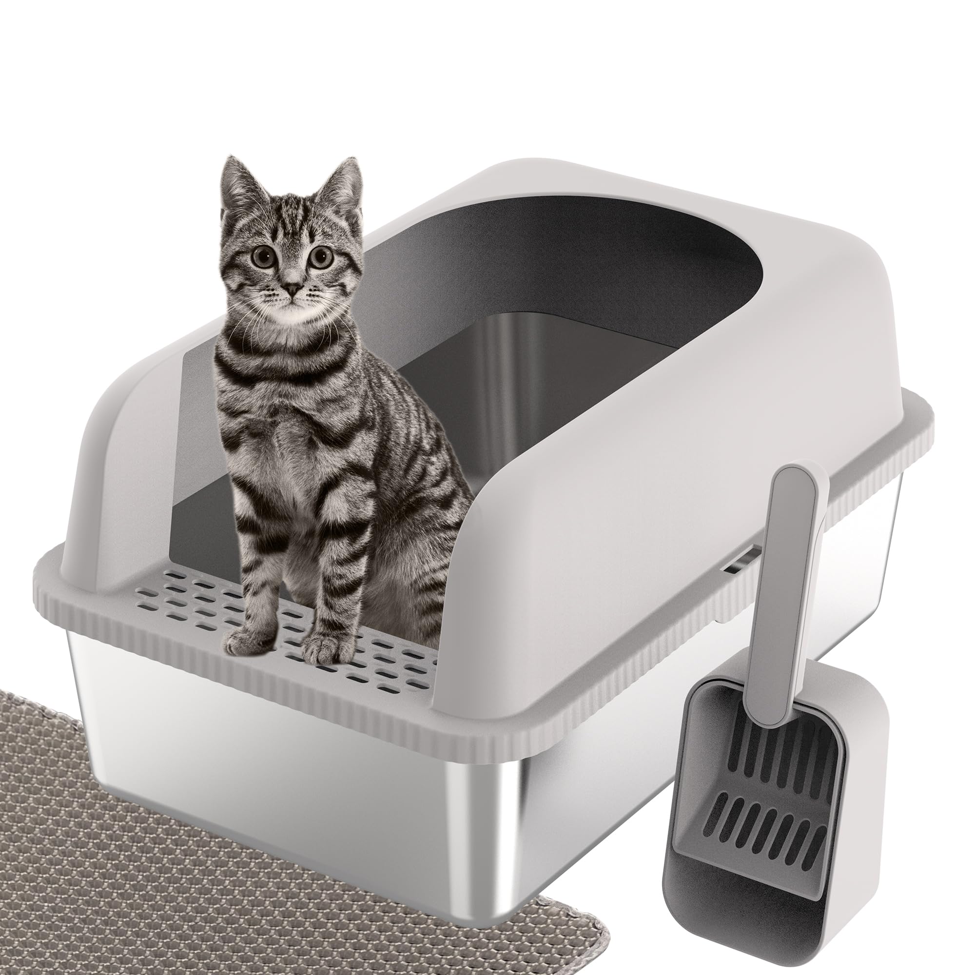 SL04-2 Stainless Steel Cat Litter Box for Big Cats