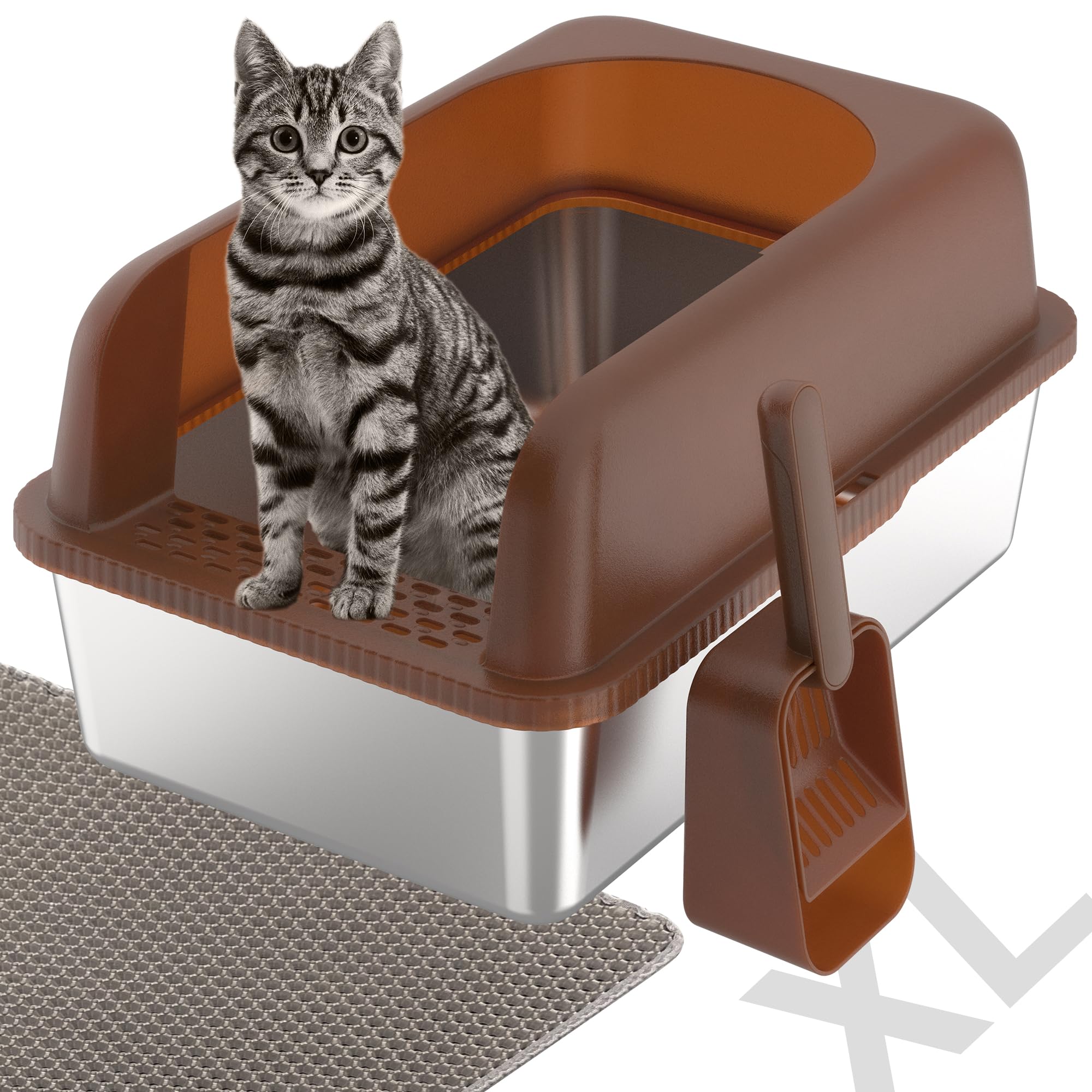 SL03-4 XL Stainless Steel Cat Litter Box for Big Cats