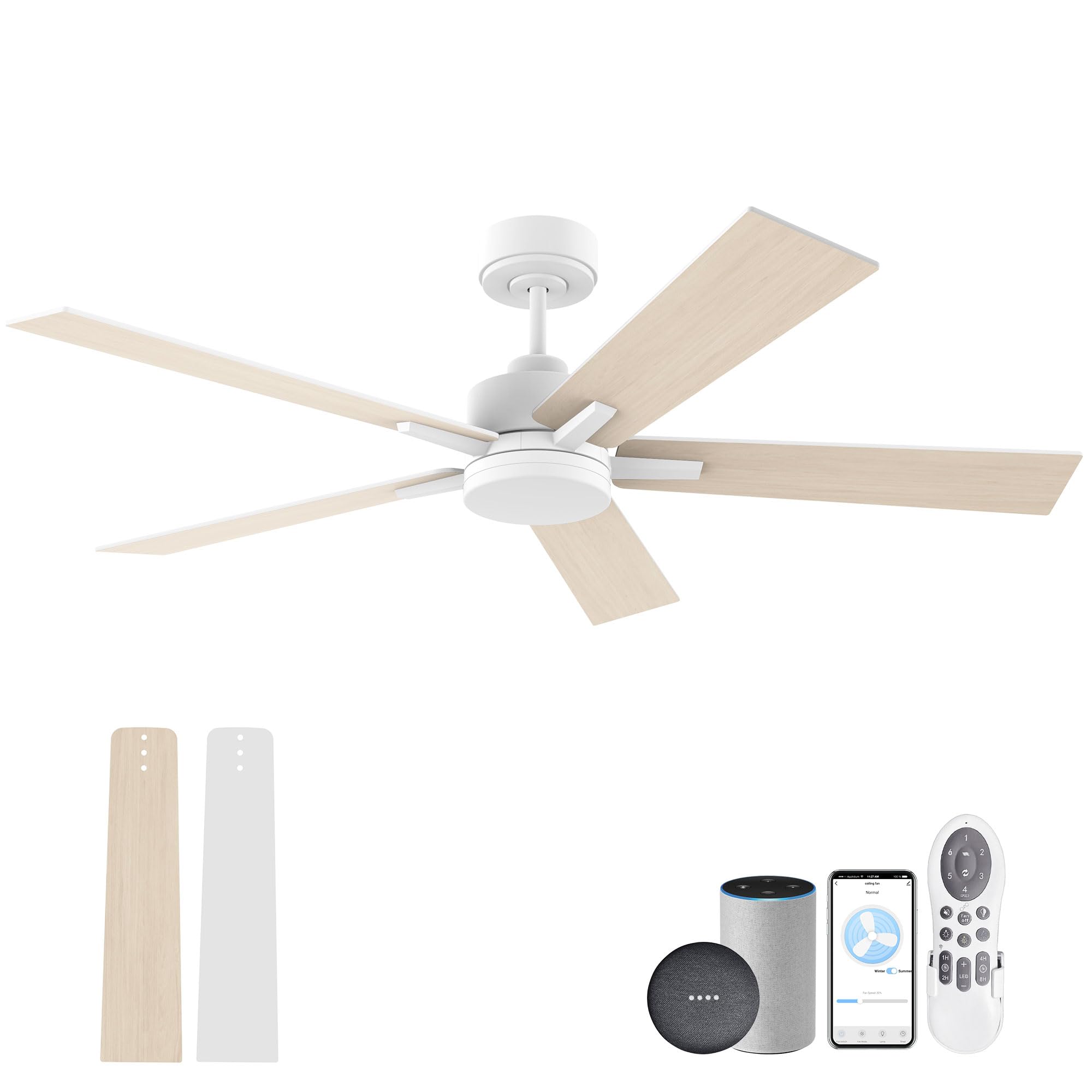 617WWL-52" Smart Ceiling Fan with Lights Remote