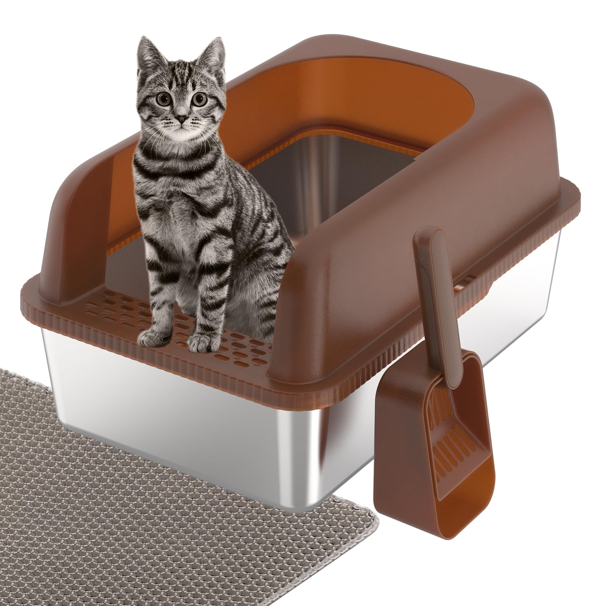 SL04-4 Stainless Steel Cat Litter Box for Big Cats