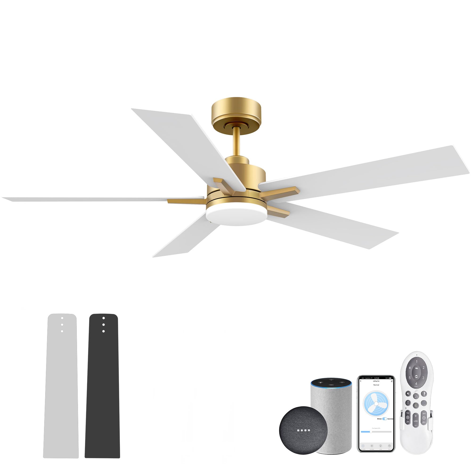 617GBW-52" Smart Ceiling Fan with Lights Remote