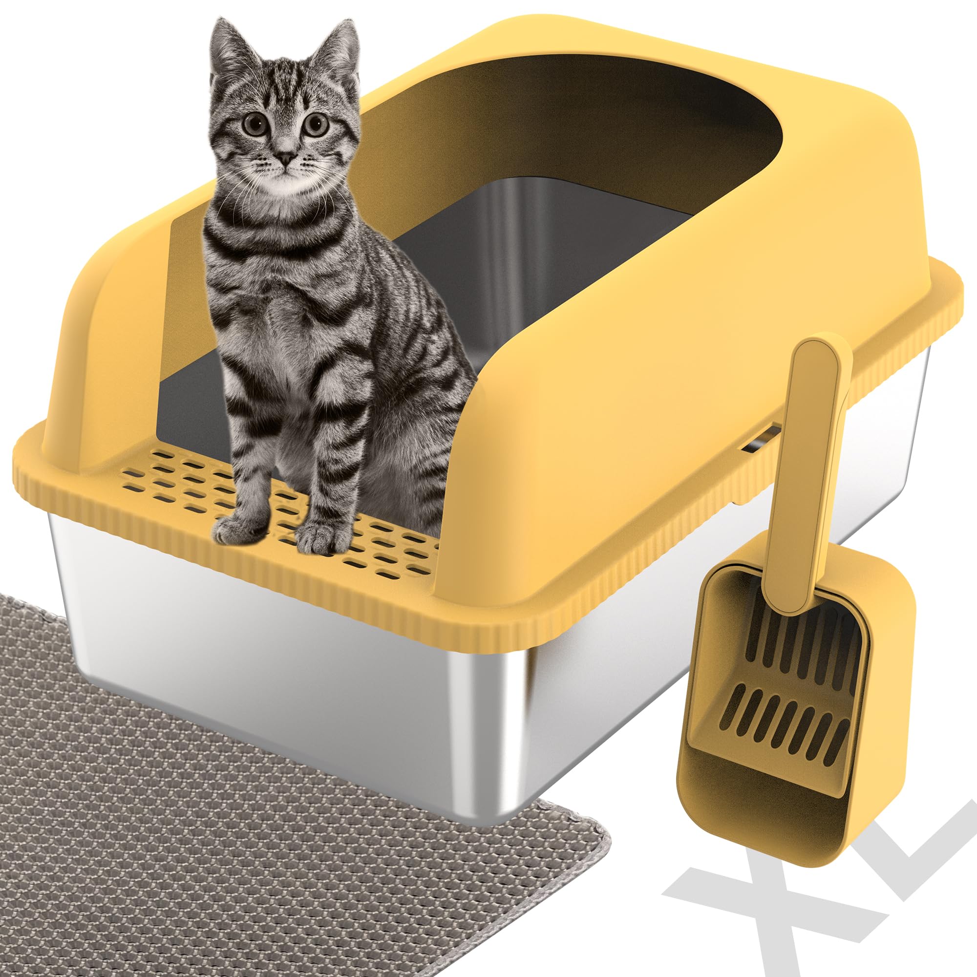 SL03-3 XL Stainless Steel Cat Litter Box for Big Cats