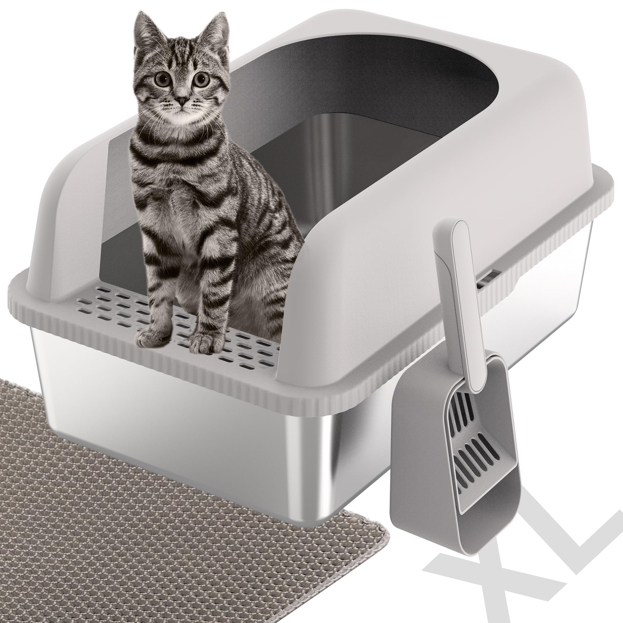 SL03-2 XL Stainless Steel Cat Litter Box for Big Cats