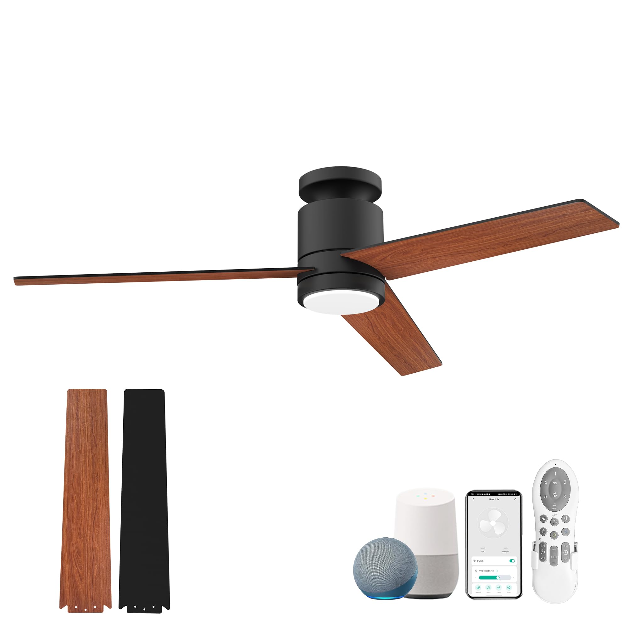 615-B&W Cumilo 52” Smart Ceiling Fans with Lights Remote