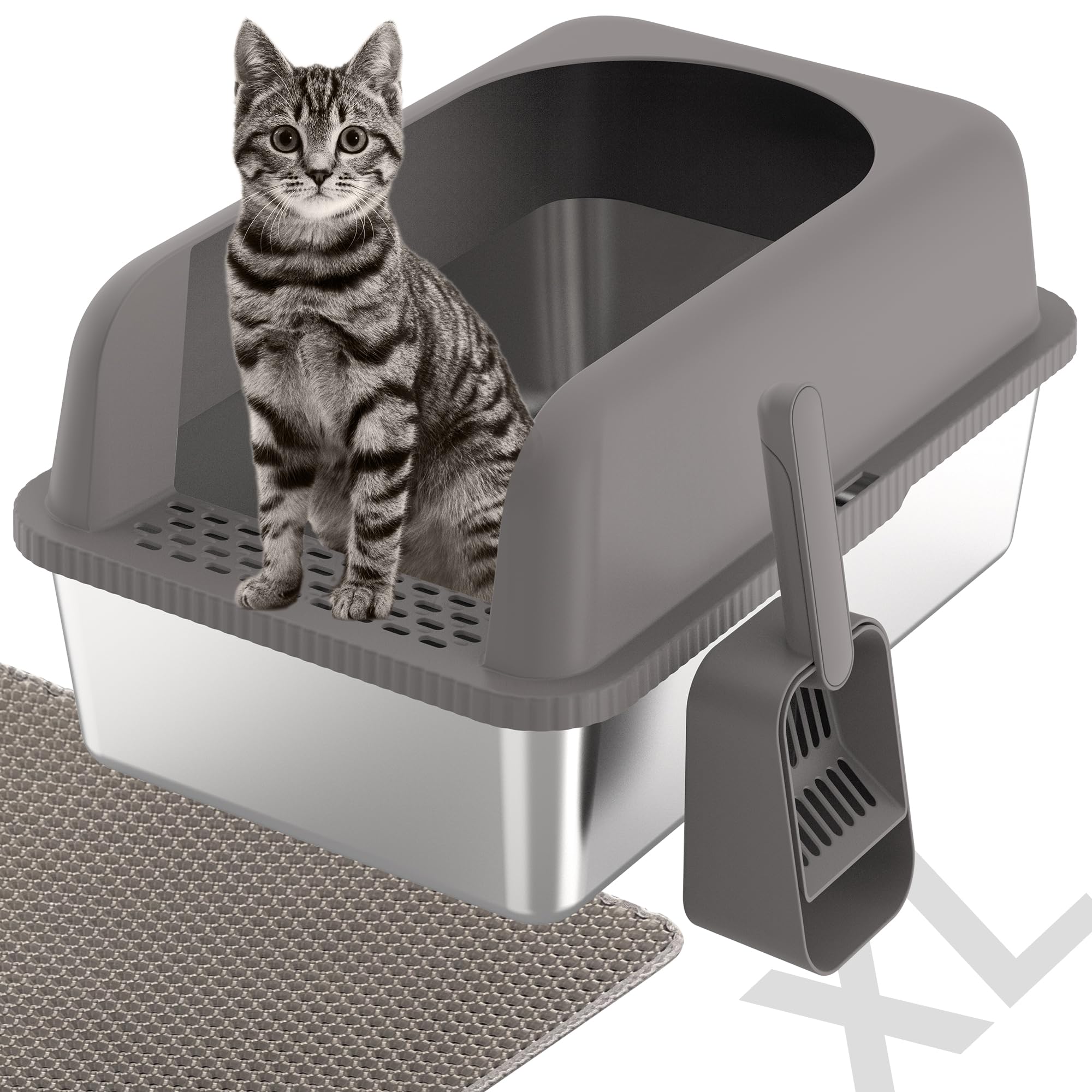 SL03-1 XL Stainless Steel Cat Litter Box for Big Cats